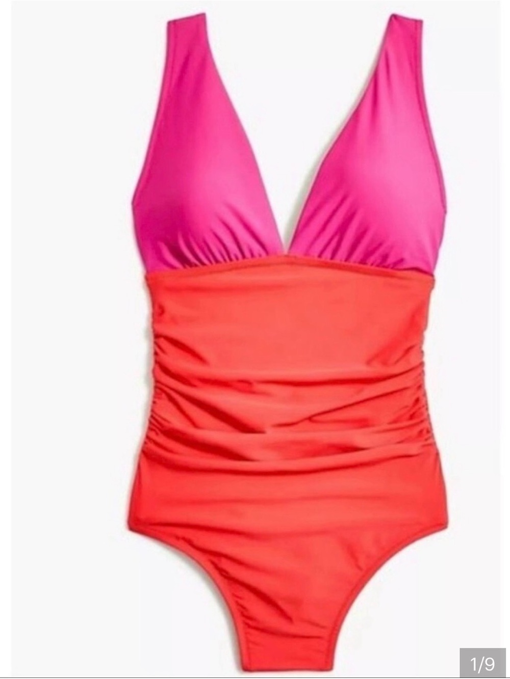 J. Crew Pink and Coral One-Piece Swimsuit Large